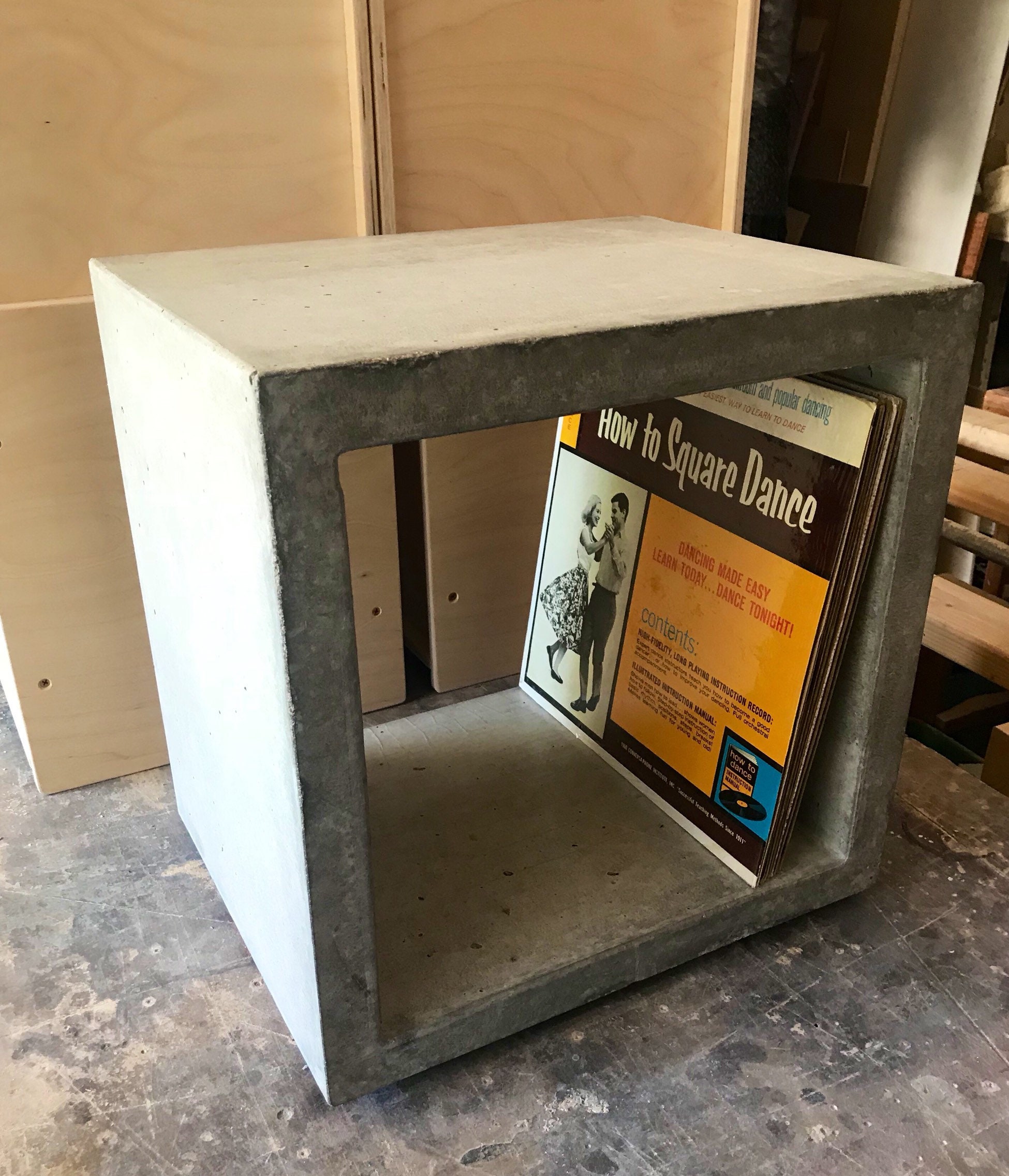 Lp Record Shelf Made With Concrete Blocks DIY Vinyl Record Storage A