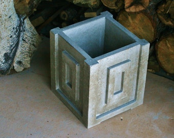 Concrete Planter, With Recycled Glass "4square Squared", Rectilinear Sustainable recycled Planter Concrete Flowerpot or Beverage Cooler