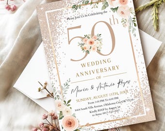 50th Anniversary Invitation Template, Wedding Anniversary Party