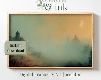 Haunted Mansion Samsung Frame TV Art | Spooky Foggy Moonlight | Halloween Digital Download for TV | Screensaver 55TV