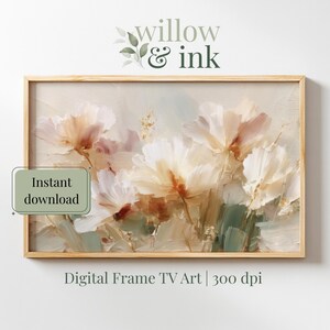 Samsung Frame TV Art Contemporary White Flower Design, Abstract Digital Screensaver, Elegant Home Decor, Unique Digital Art, 6TV