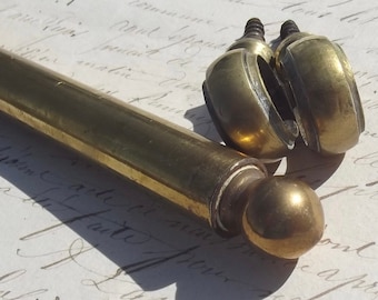 Antique French Brass Curtain Rod Bistro pole and attachment loops 64cm