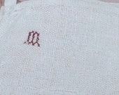 Antique French Chanvre Linen Fabric Hemp Oatmeal cloth 19th Century Gross grain weave