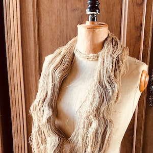 Antique French Linen thread Rustic Chanvre Skein Hand spun Hemp natural yarn Ecru c1800