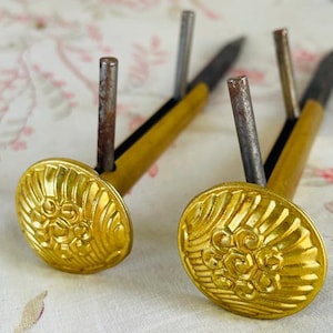 Antique French Curtain pole Supports Drapery rod brackets gilt ormolu brass
