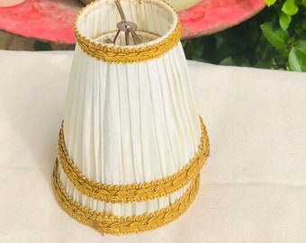 Pair of small Vintage French Lamp Shade Pleated with silk braid trim