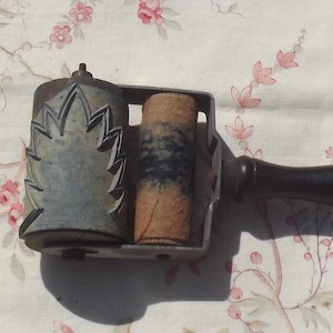 Large Antique French Fabric Printing Roller Arabesque Gothic Barrel Stamp textile printing Block