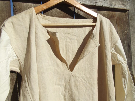 Antique French peasant Linen Smock Farmers Shirt T