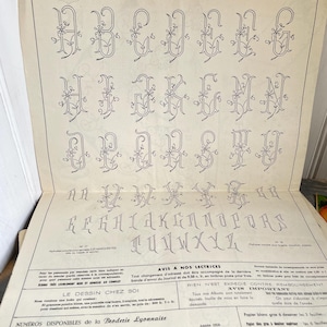 Two Vintage French Embroidery Patterns Monograms Alphabet Designs journal