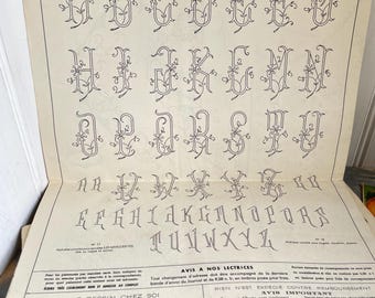 Two Vintage French Embroidery Patterns Monograms Alphabet Designs journal
