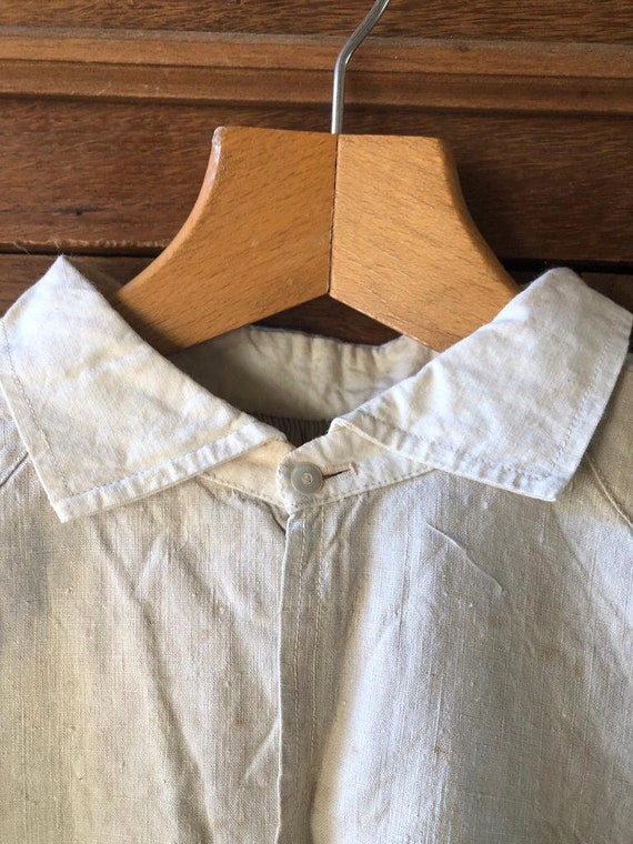 Antique French linen shirt farmers shirt artist smock… - Gem Antique French linen shirt farmers shirt artist smock… - Gem