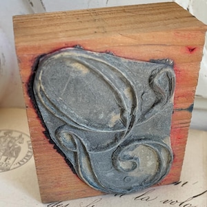 Antique French Fabric Stamp G Initial Gothic Monogram Alphabet Printing Block Letter Pattern