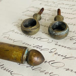 アンティークフランス製真鍮カーテンレール ヴィンテージビストロポール ネットまたはハーフサッシュ用 吊り下げループ付き 78.5 cm