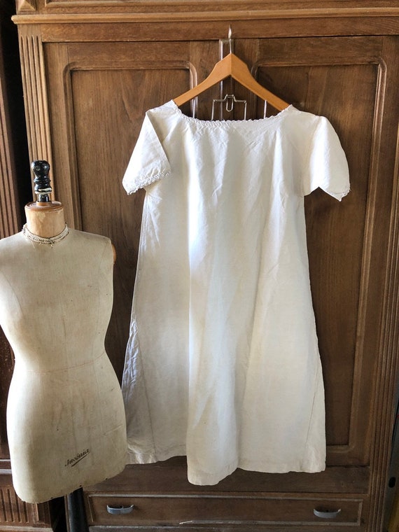 Antique French Linen Smock dress Tunics c1900 Emb… - image 10