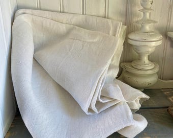Antique French linen Fabric 19th century Chanvre Hand woven cloth