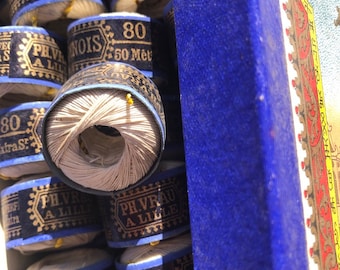 Antique French Pure linen thread spool