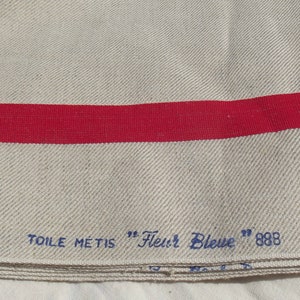 Yardage Vintage French Toile Fleur Bleue linen fabric Kitchen Classic Cloth Red Stripe towel