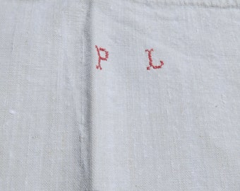 Woven Vintage French Fabric Linen Cloth Textured Basque Country Textile ...