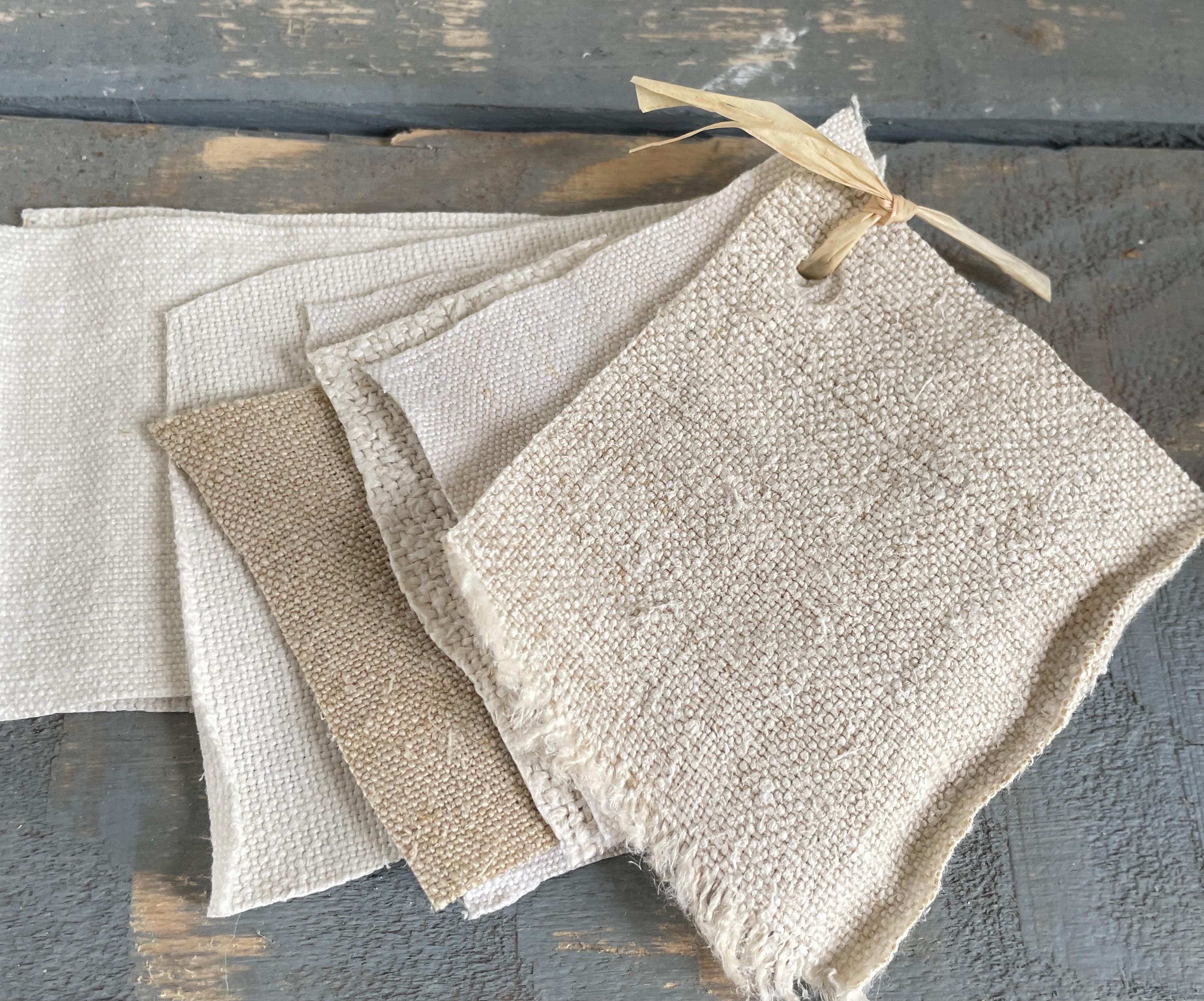 Swatch Antique French Chanvre Linen Fabric TINY Blocks Vintage Country ...