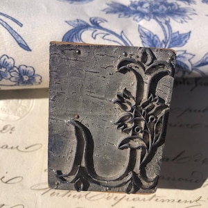 Tampon en tissu français ancien L, impression alphabet monogramme gothique initial, motif lettres majuscules