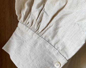 Antique French Shirt chanvre Oatmeal Linen Shirt Smock Tunic Hand stitched chemise