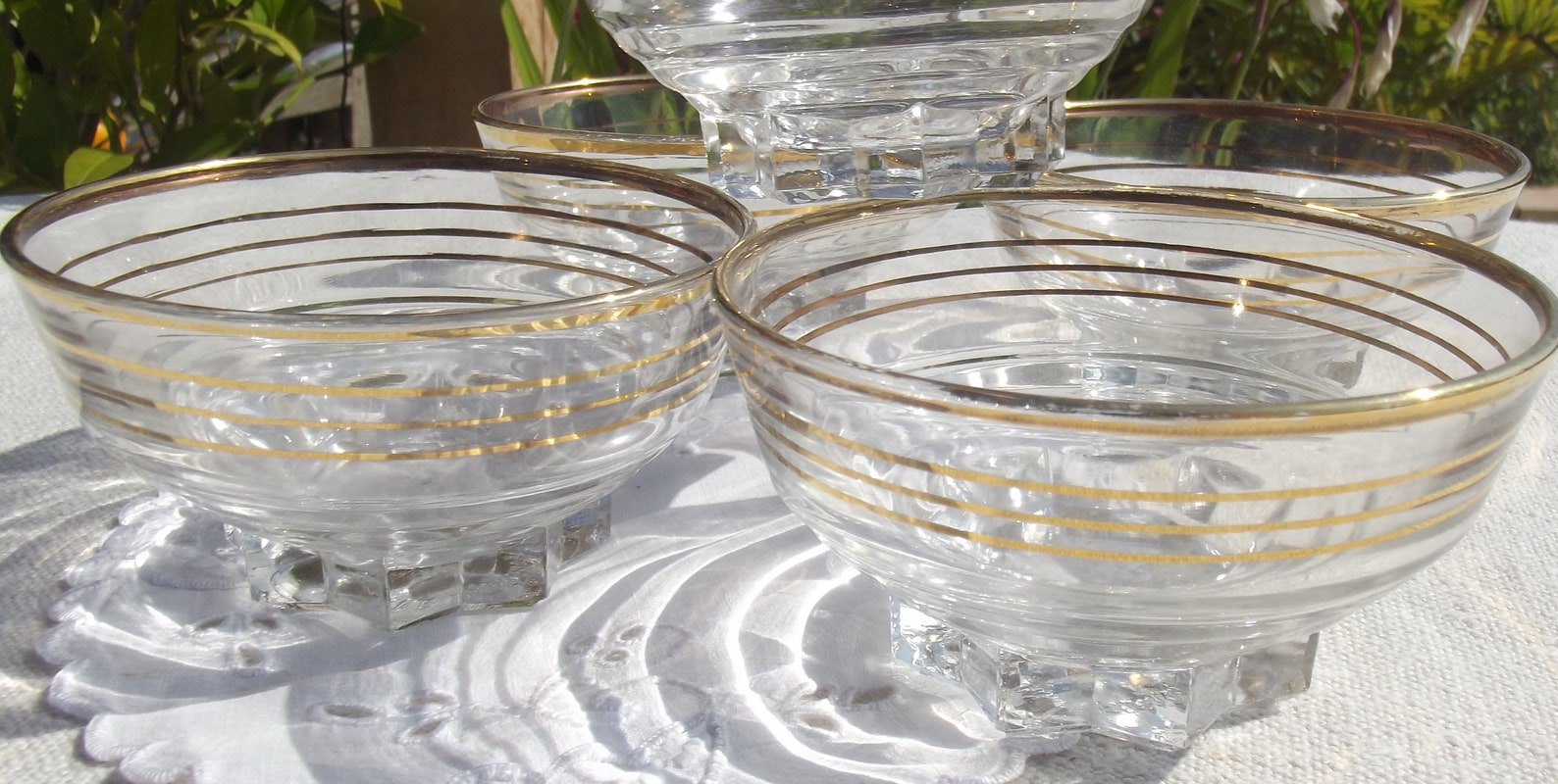 Set of Antique French Glasses Champagne Cups Vintage Gold Etsy