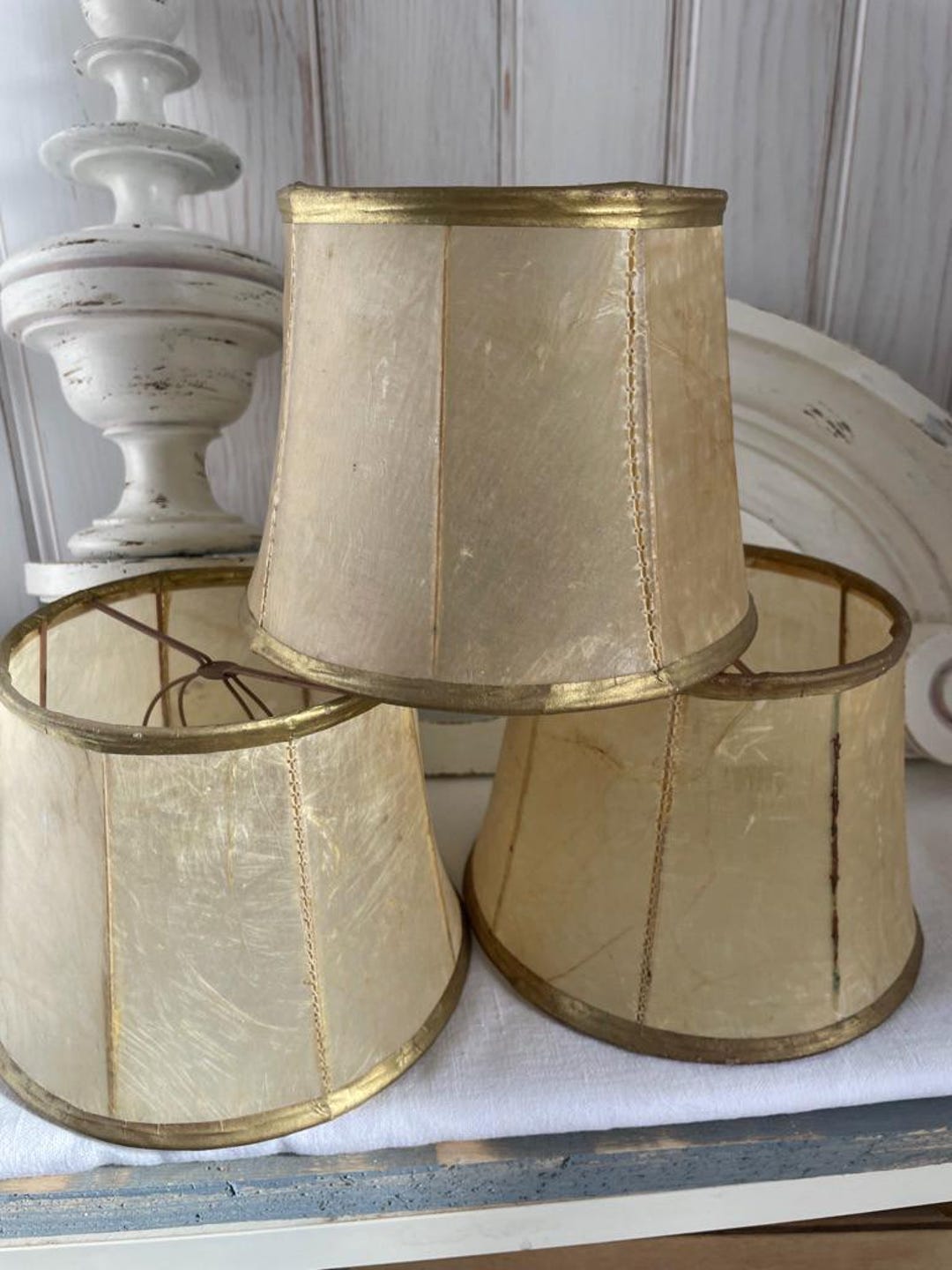 Trio of Small Vintage French Lamp Shades Velum Parchment Clip-on - Etsy