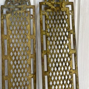 Lote de placas de latón antiguas francesas largas para puertas de castillos, placas de latón caladas.