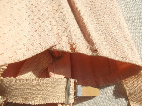 Vintage French Corset Apricot Pink Lace up girdle… - image 7