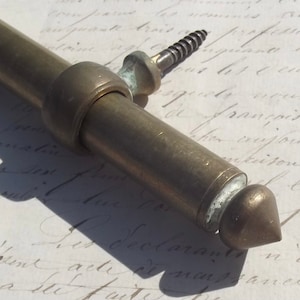 Antique French Brass Curtain Rod Vintage Bistro pole for nets or half sash with hanging loops 60cm