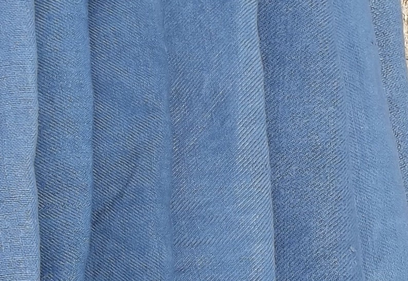 Vintage French Fabric Antique pure chanvre linen lovely weave loom width Woad Blue