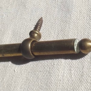 Antique French Brass Curtain Rods Vintage Bistro poles for nets or half sash with hanging loops