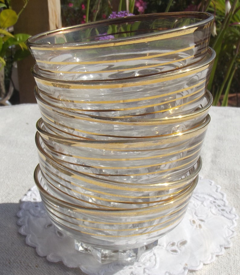 Set of Antique French Glasses Champagne Cups Vintage Gold Etsy