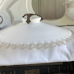 Antique French Glass shade Light brass fittings Fluted Glass