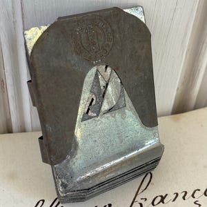 Set Antique French Letter Stencil Initial Monogram metal Alphabet Printing Block Letter A-Z