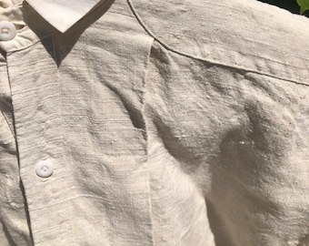 Antique French Shirt chanvre Linen Shirt Gentleman Farmers Smock Tunic Homespun chemise