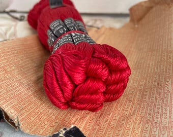 Bundle Antique French Embroidery Thread 19th century Cartier Bresson  scarlet red