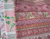 Bundle Vintage French Fabric 1940 s Floral material La Vie En Rose