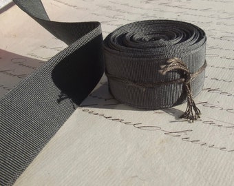 Vintage French Milliners Mushroom grey Hat Ribbon Gross Grain Silk Trim Binding Hat Band