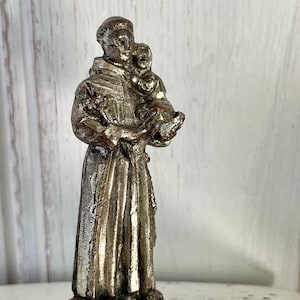 Antique French Statue Saint Anthony of Padua Baby Jesus Travel icon Shrine figurine