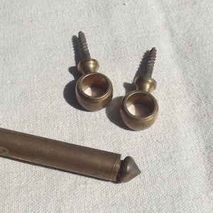Antique French Brass Curtain Rod Vintage Bistro pole for nets or half sash with hanging loops