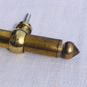 Antique French Brass Curtain Rod Vintage Bistro pole for nets or half sash with hanging loops 60cm 62.5cm