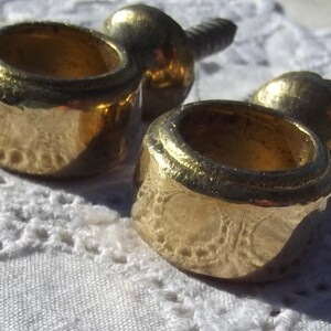 Vintage French Brass Curtain Rod attachment rings small brackets for poles