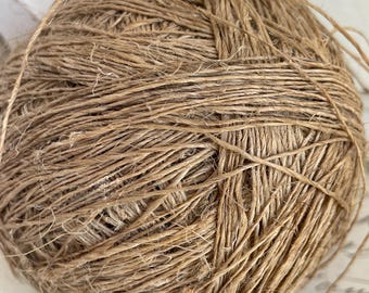 Antique French Chanvre Skein Hemp Yarn Ecru Linen Natural twine Ball 19th Century Hemp fibre