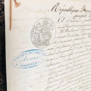 Antico documento francese del 1807 manoscritto del XIX secolo Documenti legali notarili