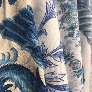 Paquete Vintage tela francesa mezcla azul Toile de Jouy flores arabescas Chinoiserie
