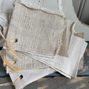 Swatch Antik fransk chanvre linnetyg TINY block vintage lantlig hampa textilpaket
