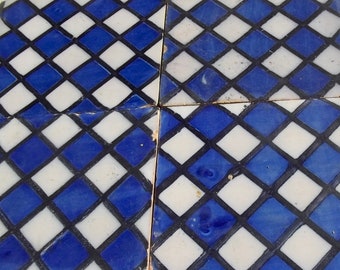 Set Antique French Tiles Blue White  19th Century Tiles