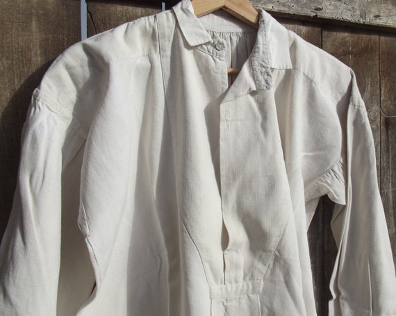 Antique French Shirt Gents chanvre Linen Shirt Smo