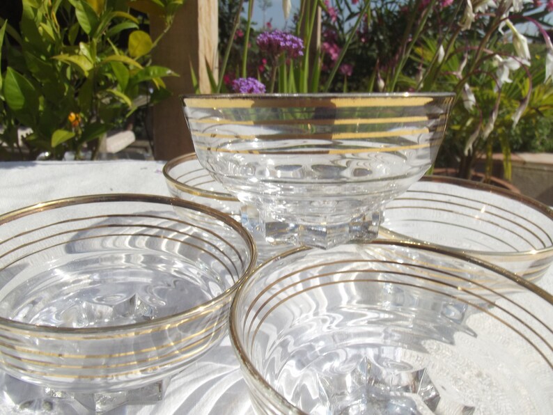 Set of Antique French Glasses Champagne Cups Vintage Gold Etsy